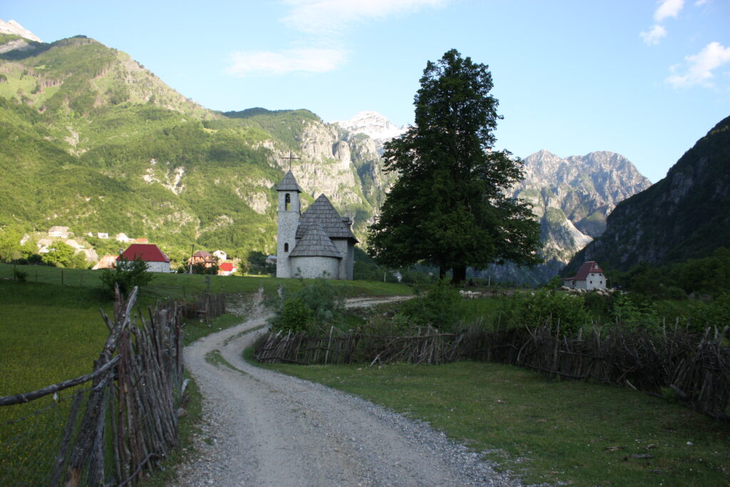 19th century Catholic church in Theth village, Albanian Alps