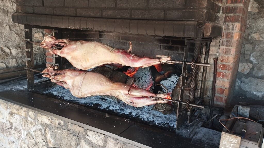 Traditional Albanian lunch served at a family guesthouse in Theth village