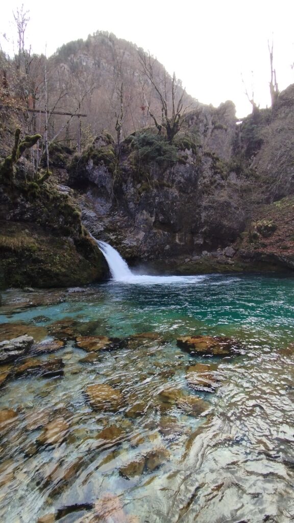 Crystal blue natural spring at the Blue Eye of Theth, Albania